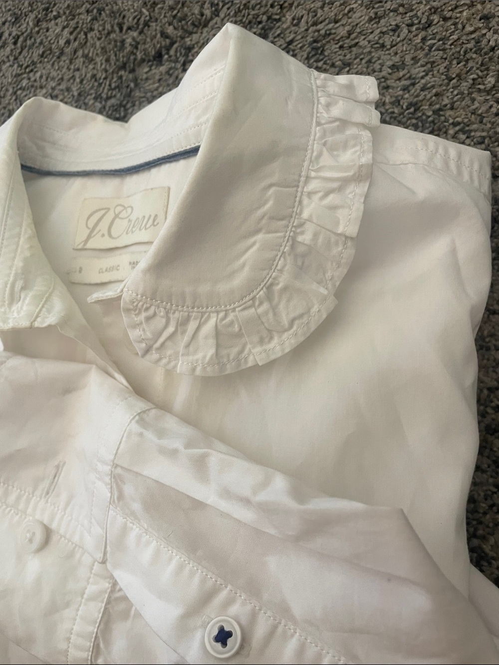 J. Crew White Ruffle Collar Button-Up Shirt - Picture 9 of 9